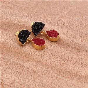 Gemstone Wholesale Jewelry Multi Agate Druzy,Studs Druzy Earrings Gold Plated Gemstone Earrings Finding Jewelry, (EJ-2873)