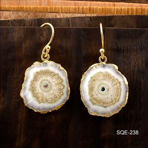Finding White Solar Quartz Earring, Handmade Earrings Gold Electroplated Component Earrings Jewelry (SQE-234)