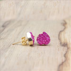 Natural  Geaode/Sugar Druzy Gemstone, Gold Plated Earring, Dangle Earrings Multi Colors Earrings Jewelry (EJ-2107)