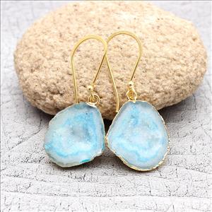 Geode Druzy Earrings/ Tabasco Geode Druzy Earrings/ Gold Plated Hook Earrings/ Dangling Earrings/ Gemstone Earrings Jewelry