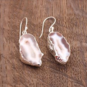 DIY Druzy Earrings/ Natural Geode Druzy/ Silver Electroplated Edges Pair/ Occo Druzy Earrings/ Geode Gemstone Earrings Jewelry