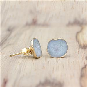 Natural  Geaode/Sugar Druzy Gemstone, Gold Plated Earring, Dangle Earrings Multi Colors Earrings Jewelry (EJ-2107)