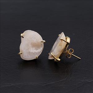 Amazing Earring! Geode Druzy Gemstone, Gold Plated Earrings, Handmade Prong Earrings Jewelry(EJ-1037)