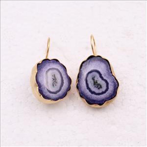 Multi Color Solar Quartz Druzy Gemstone ,Gold Plated Hook Earring Handmade Finding Jewelry (EJ-1108)