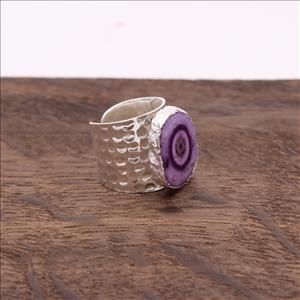 Natural Solar Quartz, Agate Slice Gemstone beautiful Adjustable Ring Silver Electroplated Gemstone Rings Jewelry (EJ-2058)