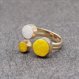 Amazing Natural Druzy Gemstone, Adjustable Ring, Multi Gemstone Ring Gold Plated Ring Jewelry (EJ-1630)