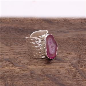 Natural Mojave Turquoise, Geode Druzy Gemstone Silver Electroplated Adjustable Ring Gemstone Rings Fashionable Jewelry (EJ-2069)