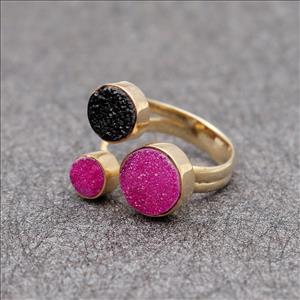 Natural Multi Druzy Gemstone , Adjustable Ring, Gold Plated Ring, Gemstone Fashionable Jewelry (EJ-1622)
