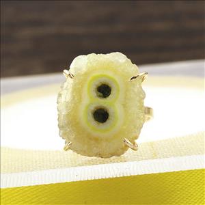 Yellow Solar Quartz Gemstone Ring, Gold Plated Ring, Prong With Adjustable Handmade Ring Jewelry (SPR-25)