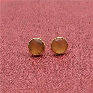 Blue chalcedony, Labradorite,  Opalite, Peach moon stone Gold Plated Earring Statement Stud Earring Multi Gemstone Fashion Jewelry (EJ-2958)