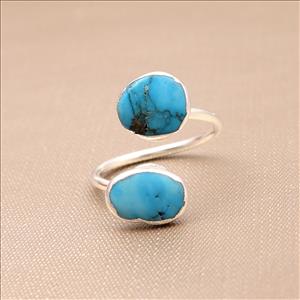 Exclusive Turquoise Gemstone Silver Plated Ring, Adjustable Rings, Handmade Gemstone Ring Jewelry (EJ-781)