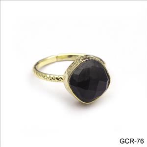 Black Rutile Gemstone Ring, Adjustable Rings, 10 MM Cushion Stone Ring, Plain Design Rings, Solitaire Rings, Gemstone Ring Jewelry (GCR-75)