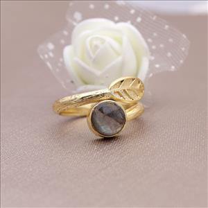 Labradorite,Chalcedony,Moonstone,Gemstone Gold Plated,Adjustable Ring, Multi Gemstone Rings Jewelry (EJ-1711)
