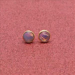 Blue chalcedony, Labradorite,  Opalite, Peach moon stone Gold Plated Earring Statement Stud Earring Multi Gemstone Fashion Jewelry (EJ-2958)