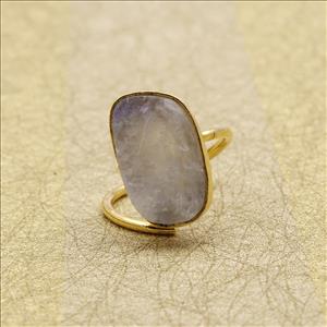Minimalist Ring, Rough Gemstone Ring, Raw Stone Ring, Adjustable Ring, Stacking Ring, Gold Plated Ring Jewelry (RSAR-13)