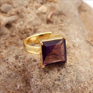 Cat-Eye, Quartz Gemstone Adjustable Ring, Prong Setting Gold Plated Ring, Multi Gemstone Ring  Jewelry (EJ-1568)