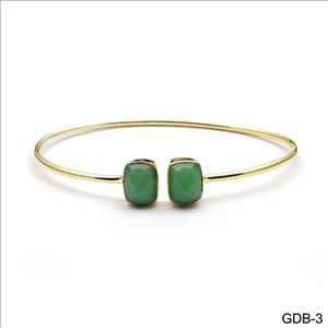Gemstone Bangle -Handmade  Bangle-Gold Plated Bangle -Two stone Bangle -  Adjustable Bangle Bracelet Jewelry(GDB-1)
