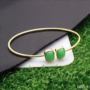 Gemstone Bangle -Handmade  Bangle-Gold Plated Bangle -Two stone Bangle -  Adjustable Bangle Bracelet Jewelry(GDB-1)
