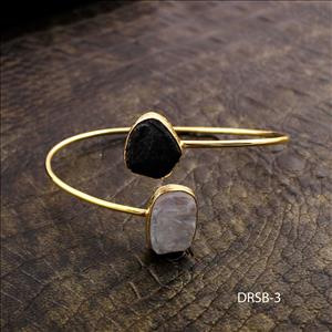 Raw Stone Bangle -Natural Gemstone Bangle -Adjustable Bangle -Fashion Bangle- Gold Plated Bangle Jewelry(DRSB-1)