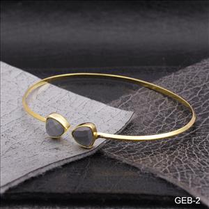 Green,Gray Cats Eye,Rutile ,Turquoise Gemstone Bangle - 8MM Trillion - Adjustable Bracelet- Stacking Bracelet(GEB-1)
