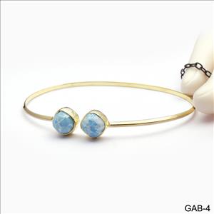 Elegant Adjustable Double Gemstone Bangle-Stacking Bangle Bracelet -Gold Plated Bangle Jewelry (GAB-1)