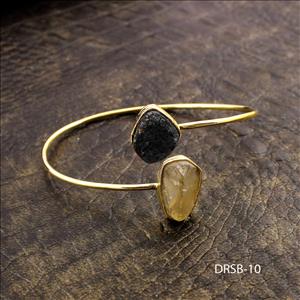 Raw Stone Bangle -Natural Gemstone Bangle -Adjustable Bangle -Fashion Bangle- Gold Plated Bangle Jewelry(DRSB-9)