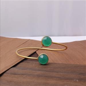 Multi Color Gemstone - Gold Plated Bangle Round Shape -Adjustable Finding Fashion Jewelry(EJ-1283)