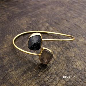 Raw Stone Bangle -Natural Gemstone Bangle -Adjustable Bangle -Fashion Bangle- Gold Plated Bangle Jewelry(DRSB-9)