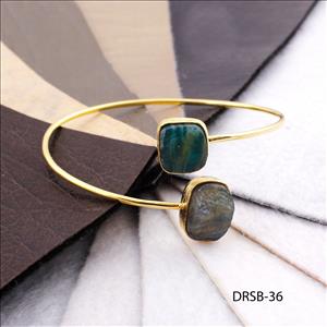 Raw Stone Bangle -Natural Gemstone Bangle -Adjustable Bangle -Fashion Bangle- Gold Plated Bangle Jewelry(DRSB-39)