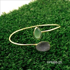 Bangle - Geode Druzy Bangles - Gold Electroplated Bangle - Adjustable Bangle - Gemstone With Geode Druzy Stacking Bangle Bracelet.(GPEBB-25)