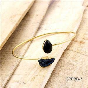 Bangle - Geode Druzy Bangles - Gold Electroplated Bangle - Adjustable Bangle - Gemstone With Geode Druzy Stacking Bangle Bracelet.(GPEBB-5)