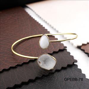 Gemstone Bangles -Geode Druzy Bangle -Pear Shape Bangle - Gold Plated Bracelet - Stackble Bangle Bracelet Jewelry (GPEBB-77)