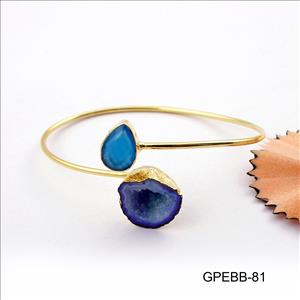 Gemstone Bangles -Geode Druzy Bangle -Pear Shape Bangle - Gold Plated Bracelet - Stackble Bangle Bracelet Jewelry (GPEBB-81)