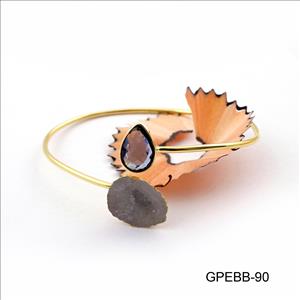 Gemstone Bangles -Geode Druzy Bangle -Pear Shape Bangle - Gold Plated Bracelet - Stackble Bangle Bracelet Jewelry (GPEBB-89)