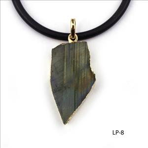 Natural Labradorite Gemstone Pendant, Electroplated Jewelry, Handmade Gemstone Simple Design Jewelry(LP-7)