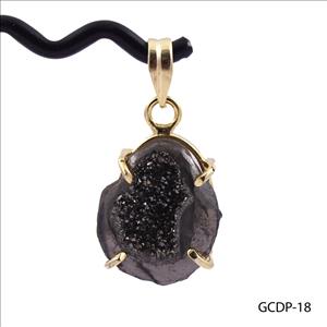 DIY Gemstone Pendant - Gray Coated Druzy Pendant - Geode Druzy Pendants - Necklace Pendant - Gold Plated - Jewelry Making (GCDP-18)