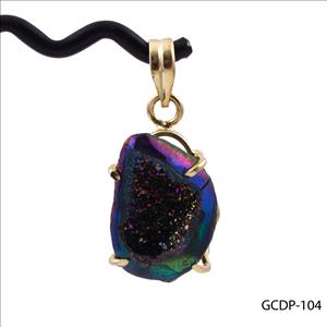 DIY Gemstone Pendant-Rainbow Fire Coated Druzy Pendant -Geode Druzy Pendants-Necklace Pendant -Gold Plated -Jewelry Making(GCDP-103)