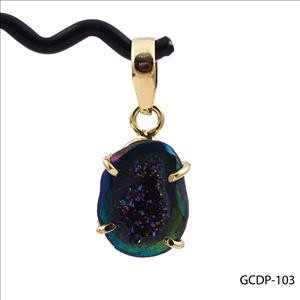 DIY Gemstone Pendant-Rainbow Fire Coated Druzy Pendant -Geode Druzy Pendants-Necklace Pendant -Gold Plated -Jewelry Making(GCDP-103)