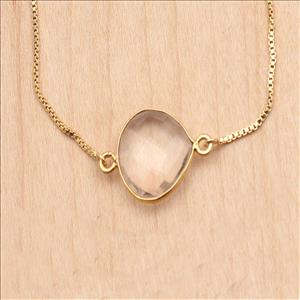 Crystal, Chalcedony Gemstone Adjustable Gold Chain Bracelets With Cubic Zircon Slider Bracelets Making Jewelry Supplies  (EJ-2610)