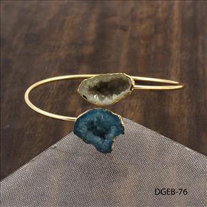 Geode Druzy Bracelet, Natural Geode Druzy Gemstone, Gold Plated Handmade Bracelet, Adjustable Bracelet Jewelry Supplies (DGEB-74)