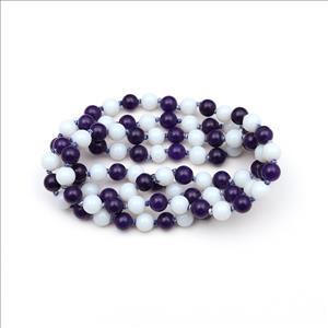 Druzy, Agate Gemstone Beaded Statement Necklace Handmade Knotted Necklace Thread Necklace Gift for Men & Women (B8N-69)