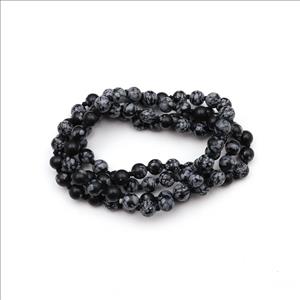 Snowflake Obsidian, Jade Gemstone Beaded Thread Necklace Handmade Knotted Necklace Mala Beads  (B8N-49)