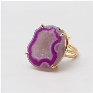 Geode Druzy Gemstone Ring, Adjustable Ring, Geode Druzy Gemstone, Handmade Ring Jewelry(EJ-680)